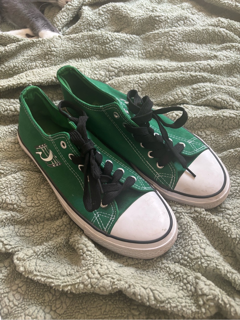 Green Canvas Women's Sneakers with Black Laces